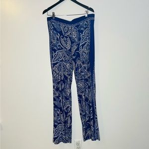 BLUE PAISLEY FLARE PANTS